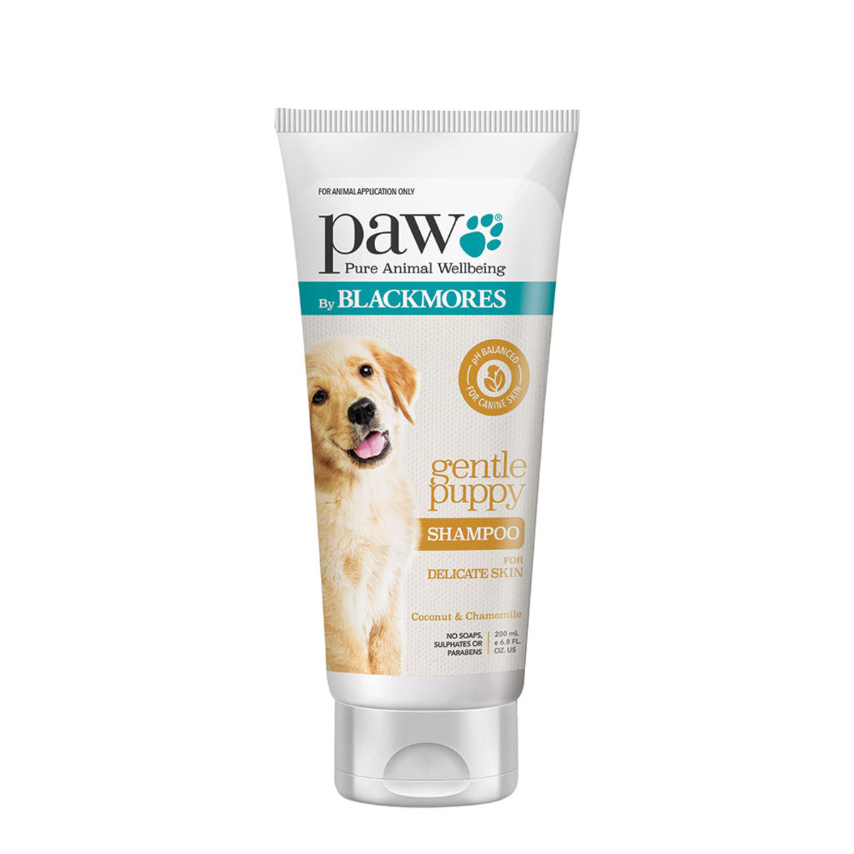 image of PAW Gentle Puppy Shampoo Chamomile & Coconut 200ml on white background 