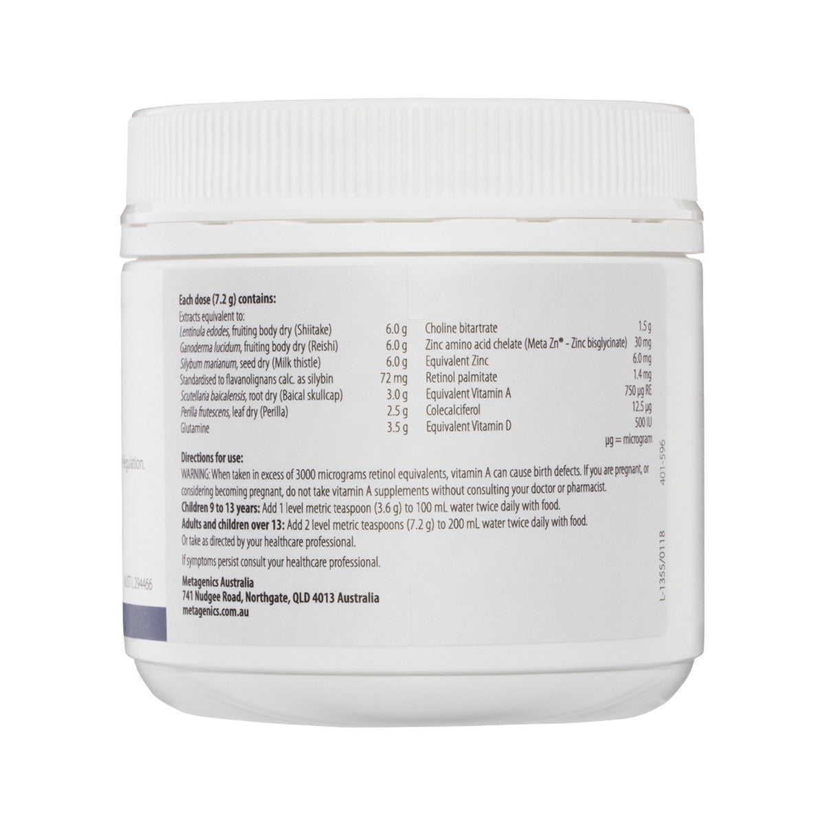 image of Metagenics Alergenics Powder 202g on white background