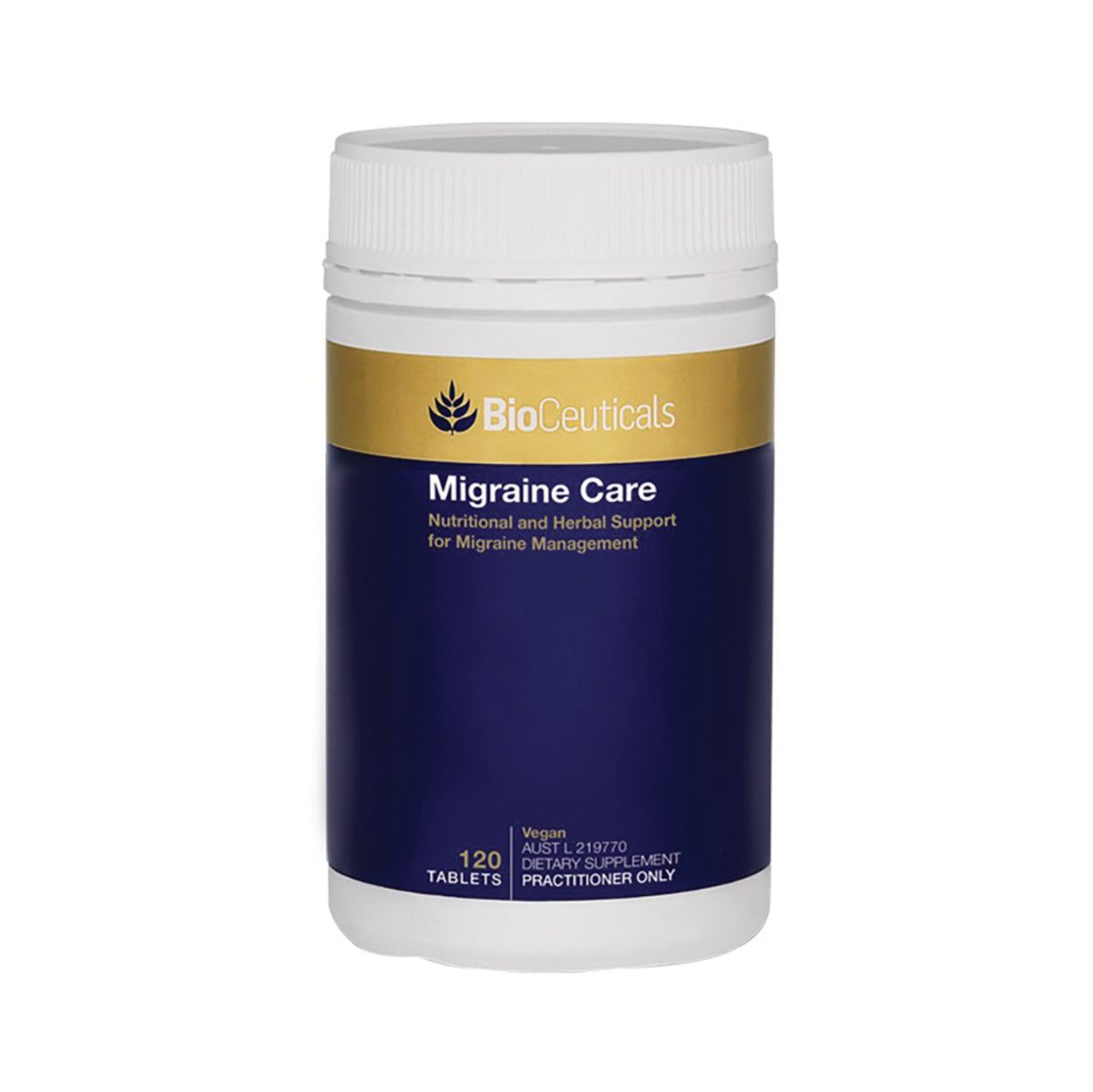 image of BioCeuticals Migraine Care 120t on white background 