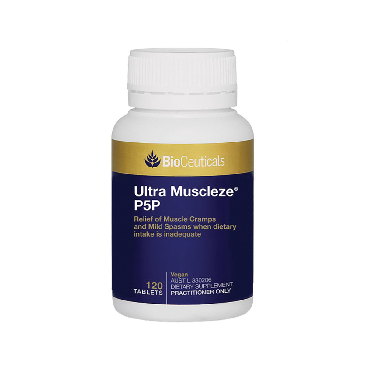 image of BioCeuticals Ultra Muscleze P5P 120t on white background 