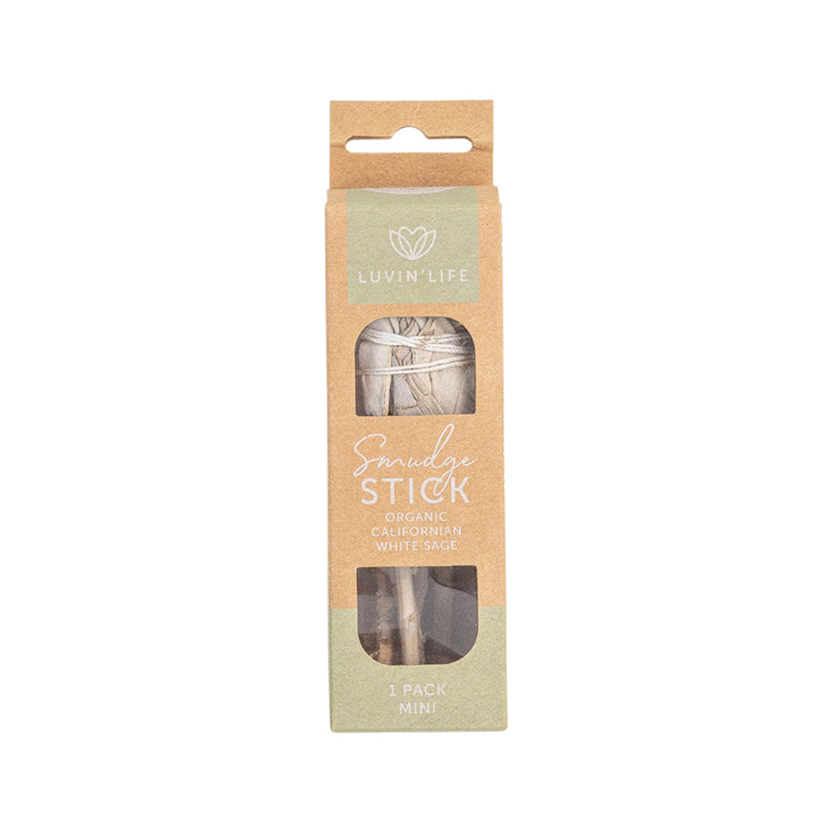 image of Luvin' Life Organic Californian White Sage Smudge Stick mini on white background