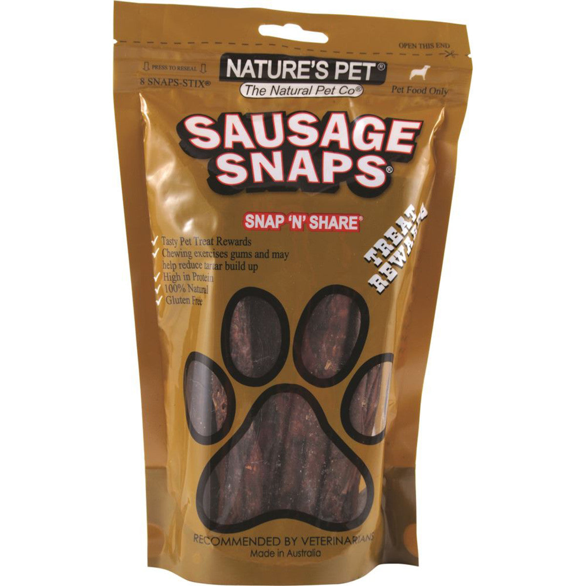 image of Nature's Pet Sausage Snaps x 8 Pack on white background 