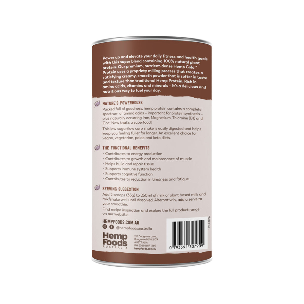 image of Essential Hemp Organic Hemp Protein Shake Chocolate 420g on white background 