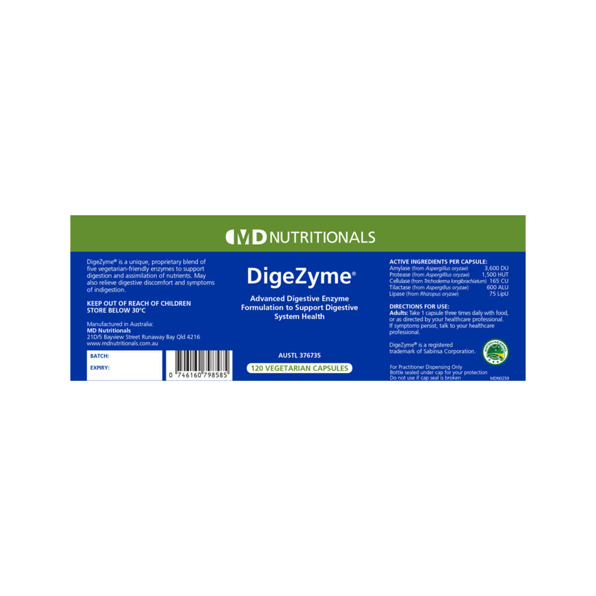 image of Md Nutritionals DigeZyme on white background 