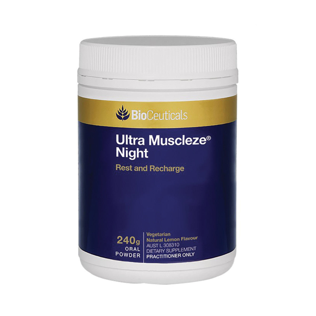 image of BioCeuticals Ultra Muscleze Night 240g on white background 