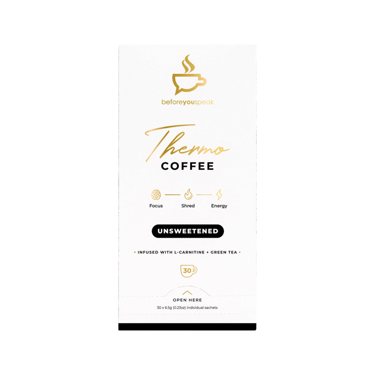 image of Before You SpeakThermo Coffee Unsweetened 6.5g x 30 Pack on white background
