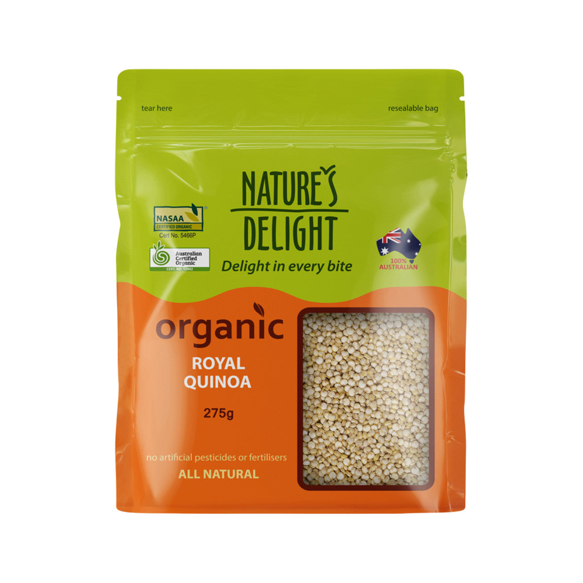 image of Nature's Delight Organic Royal Quinoa 275g on white background