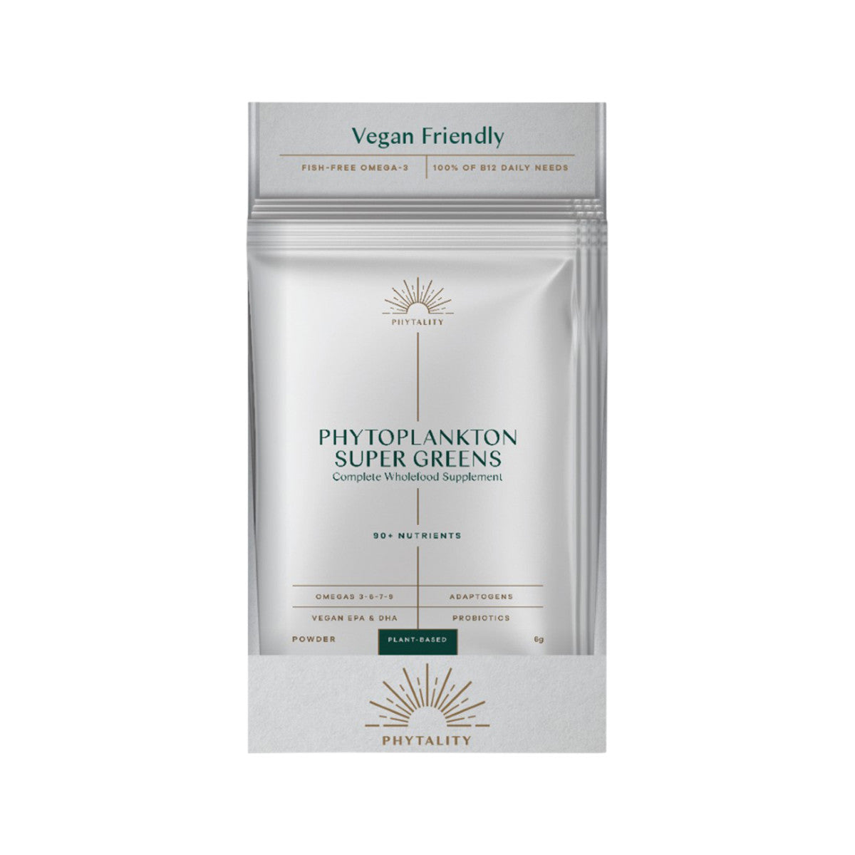 image of Phytality Phytoplankton Super Greens (Complete Wholefood Supplement) Sachets 6g x 14 Pack on white background
