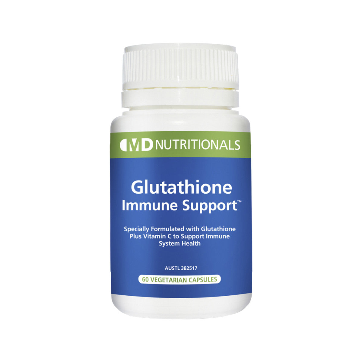 image of MD Nutritionals Glutathione Immune Support 60vc on white background 