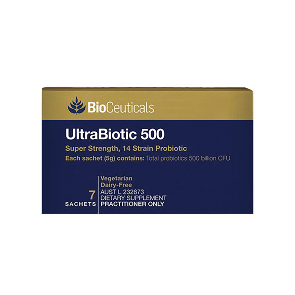 image of BioCeuticals UltraBiotic 500 Sachets 5g x 7 Pack on white background 