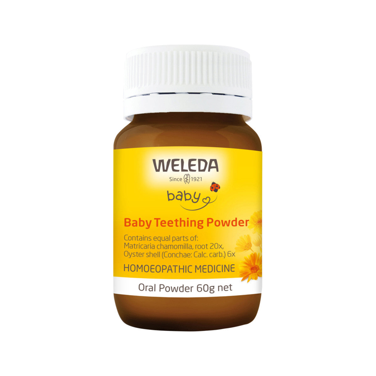 image of Weleda Baby Teething Powder 60g on white background