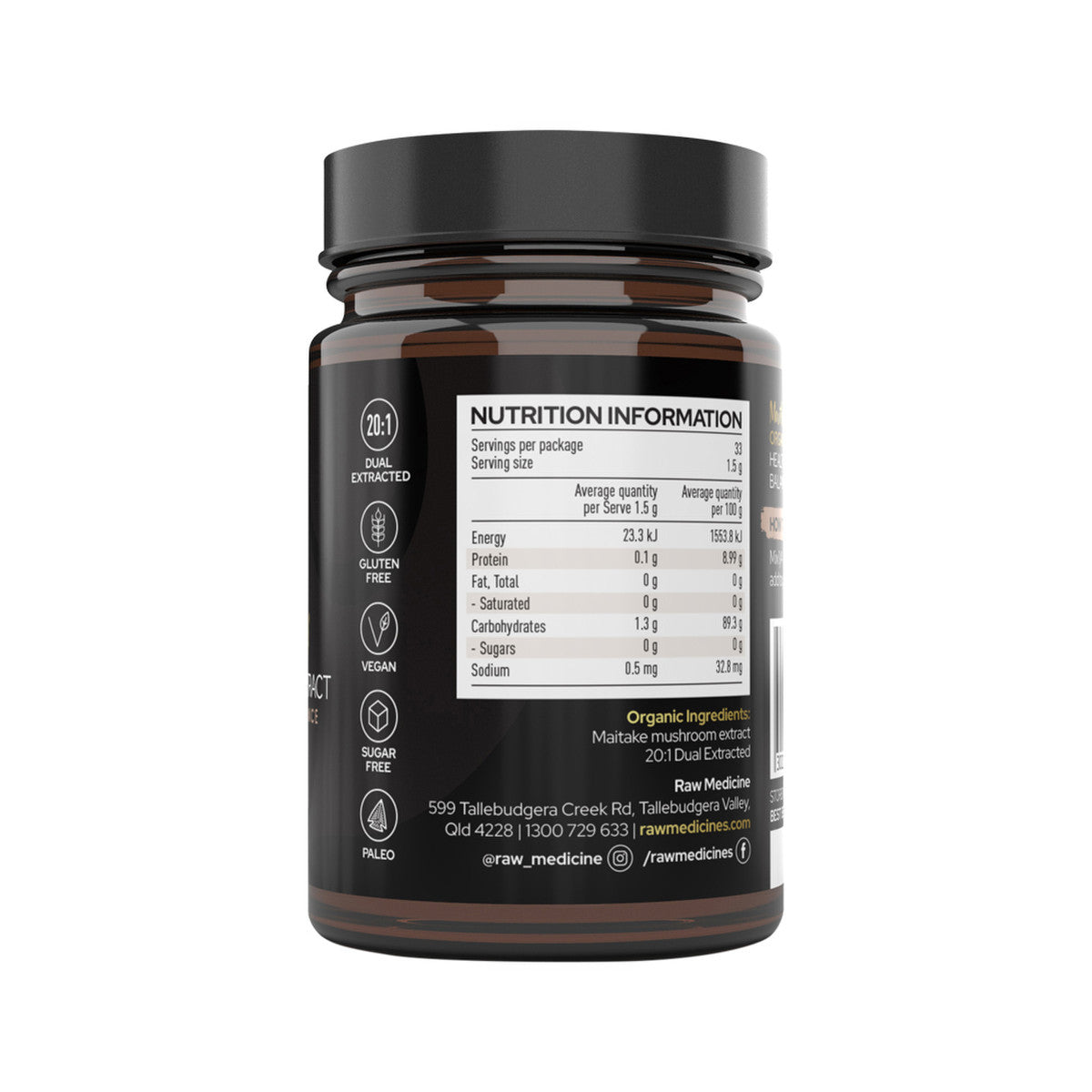 image of Raw Medicine Organic Mushroom Extract Maitake 50g on white background