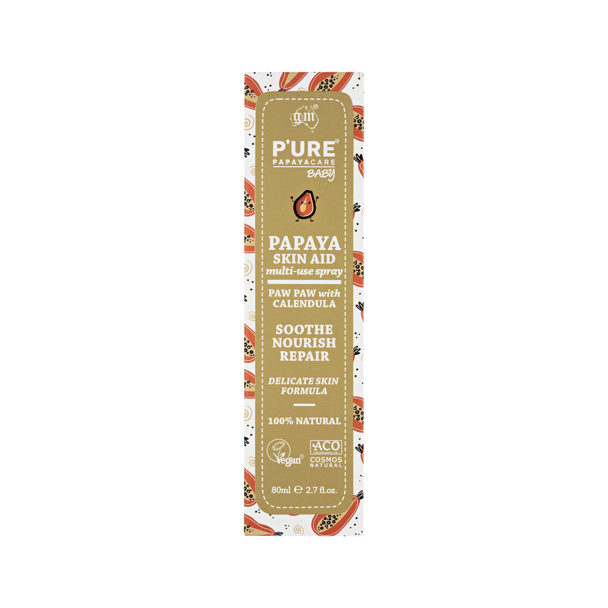 image of P'URE Papayacare Baby Papaya Skin Aid Multi-Use Spray (Paw Paw with Calendula) 80ml on white background