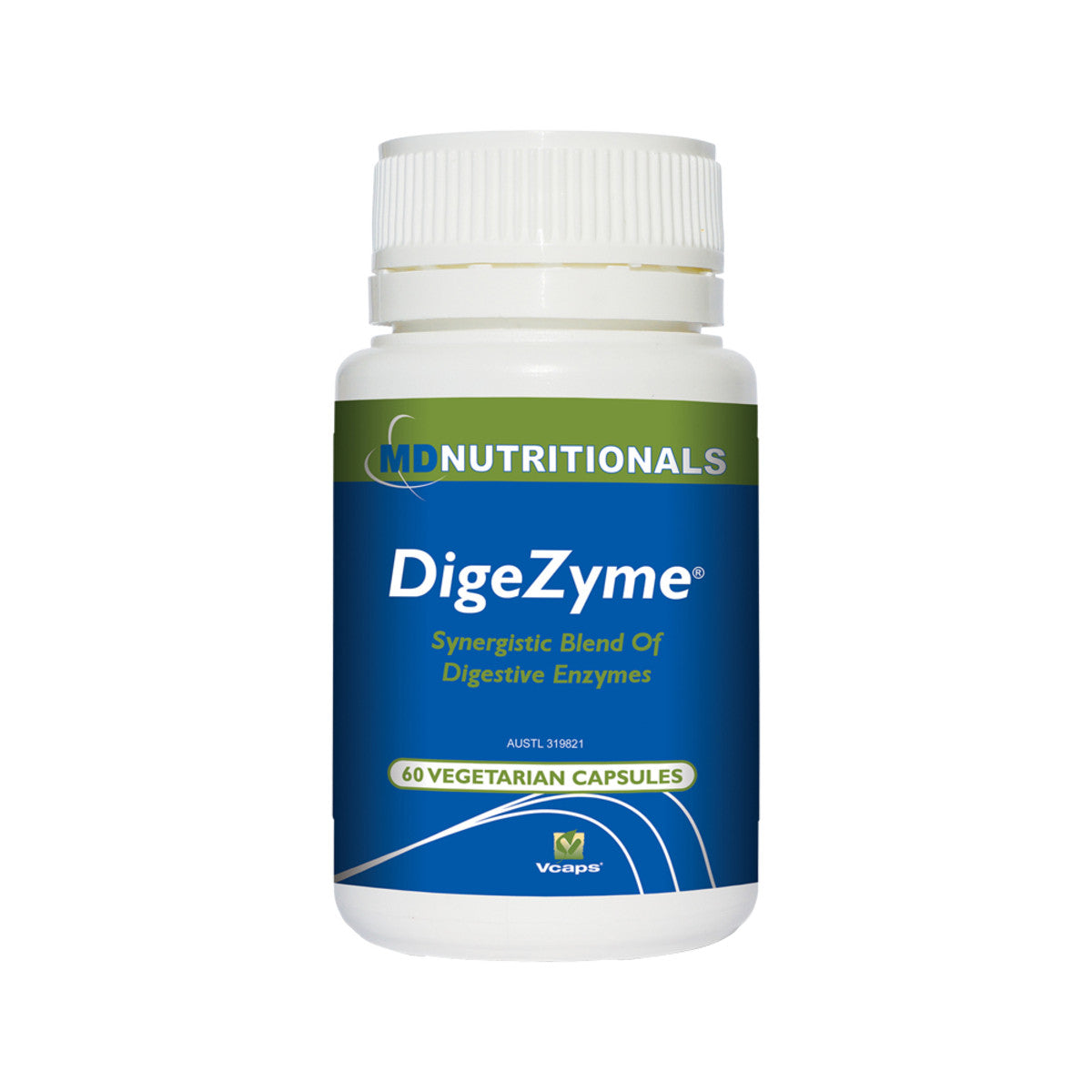 image of Md Nutritionals DigeZyme 60vc on white background 