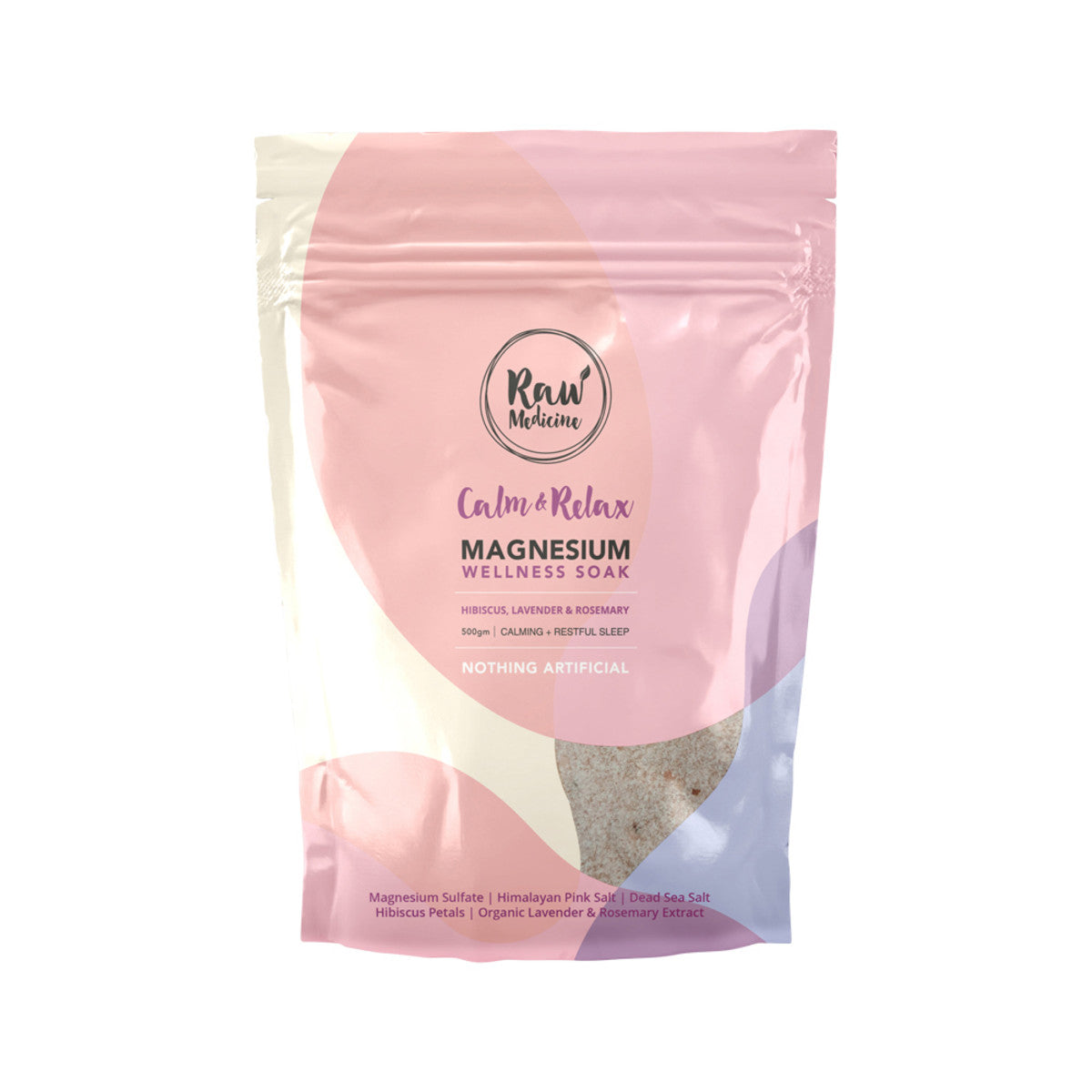 image of Raw Medicine Magnesium Wellness Soak Calm & Relax (Calming + Restful Sleep) 500g on white background