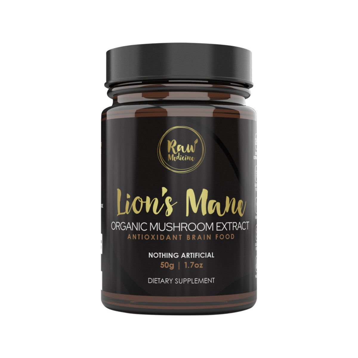 image of Raw Medicine Organic Mushroom Extract Lion's Mane 50g on white background