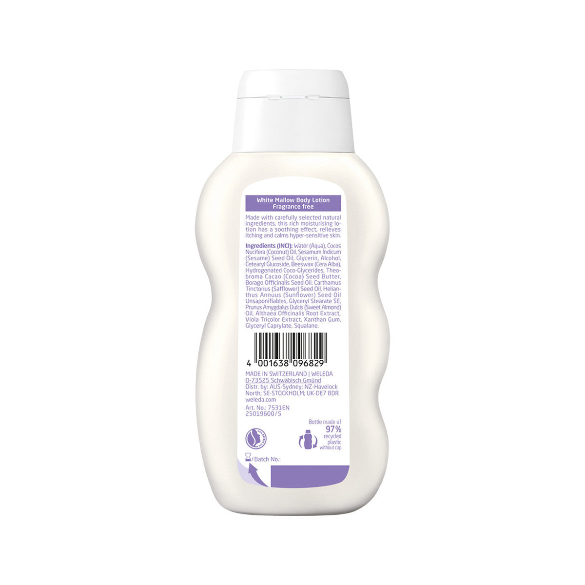 image of Weleda Baby Derma Body Lotion White Mallow (Fragrance Free) 200ml on white background