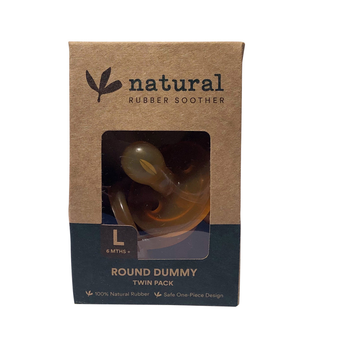 image of Natural Rubber Soother Round Dummy Large (6+ Months) Twin Pack on white background 