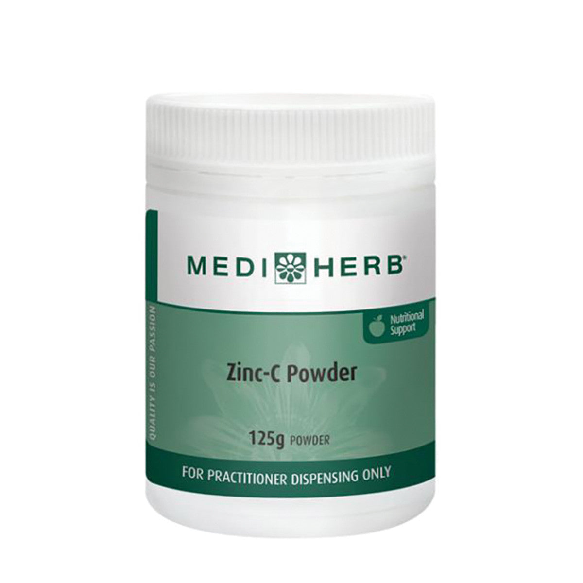 image of MediHerb Zinc-C Powder 125g on white background