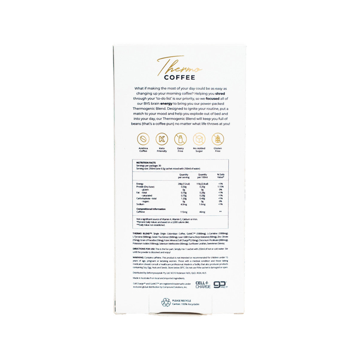 image of Before You Speak Thermo Coffee Original 6.5g x 30 pack on white background 