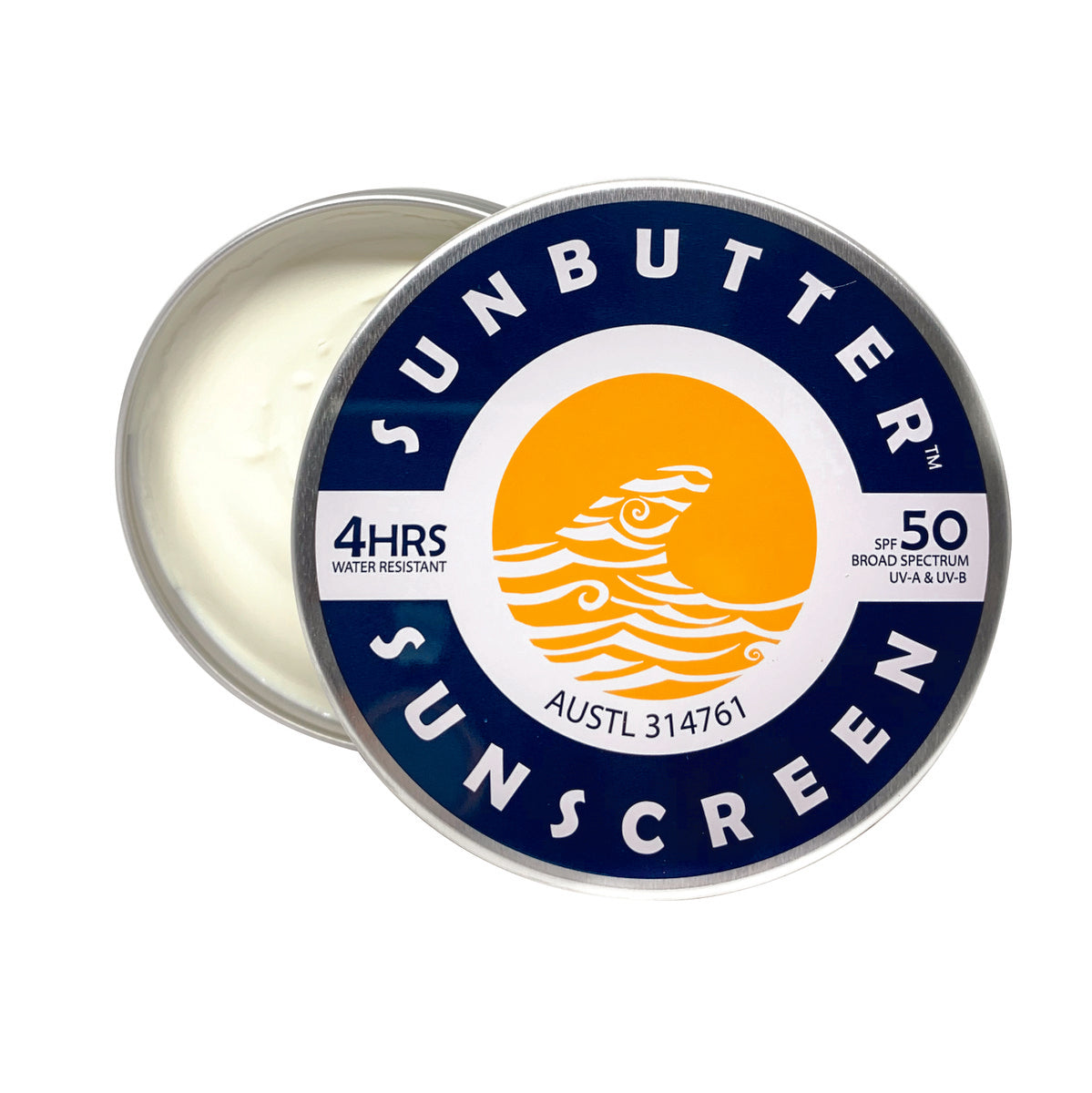 image of SunButter Suncare Sunscreen SPF 50 Tin 100g on white background