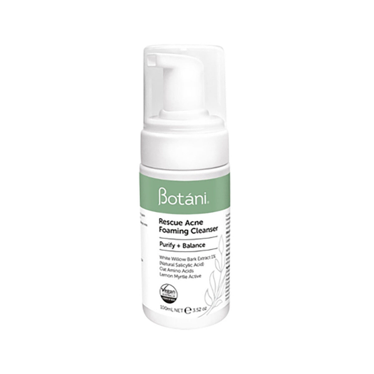 image of Botani Rescue Acne Foaming Cleanser (Purify + Balance) 100ml on white background 