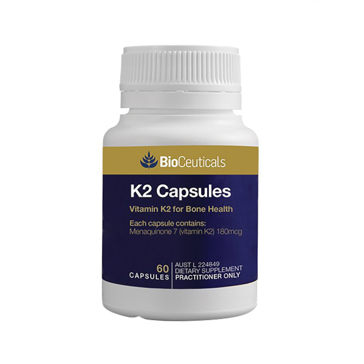 image of BioCeuticals K2 Capsules 60c on white background 