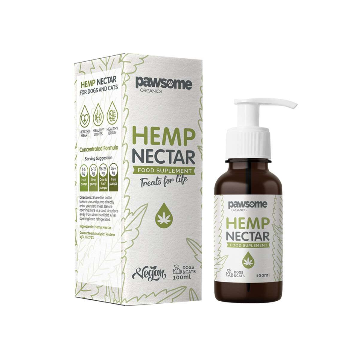 image of Pawsome Organics Pet Hemp Nectar 100ml on white background
