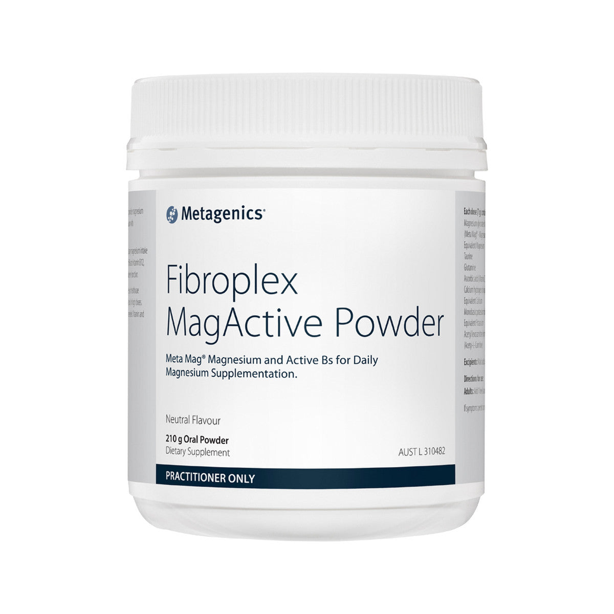 image of Metagenics Fibroplex MagActive Neutral 210g on white background
