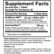image of Researched Nutritionals OraMax 60t supplement facts on white background  Edit alt text