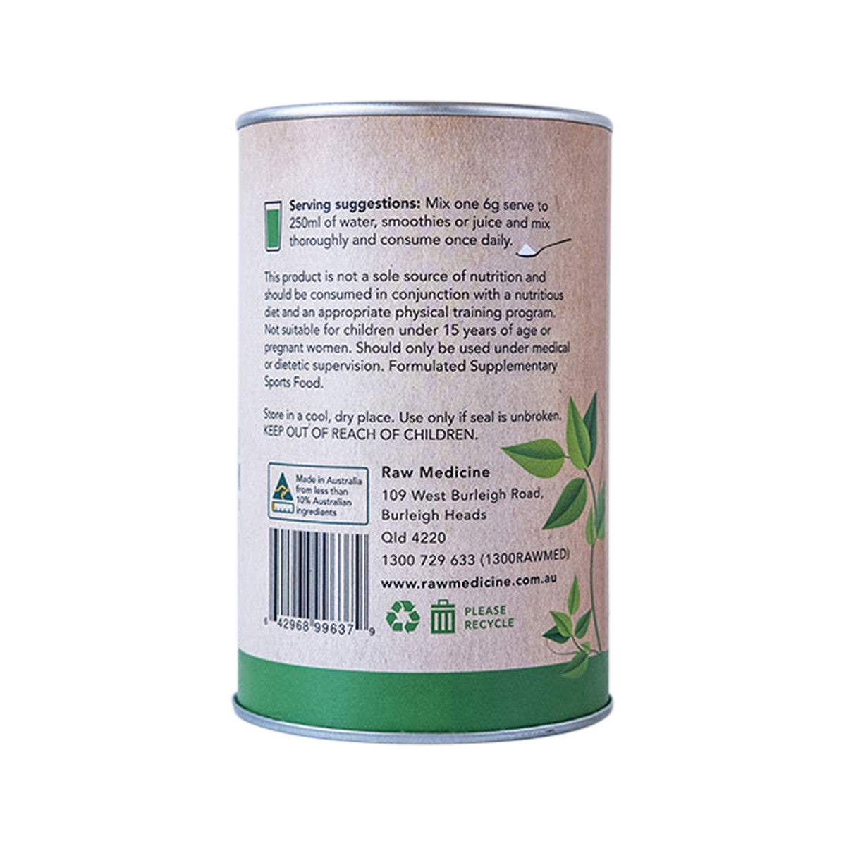 image of Raw Medicine Re-Energise Magnesium + Herbs & Superfoods (Wild Berry Flavour) 300g on white background