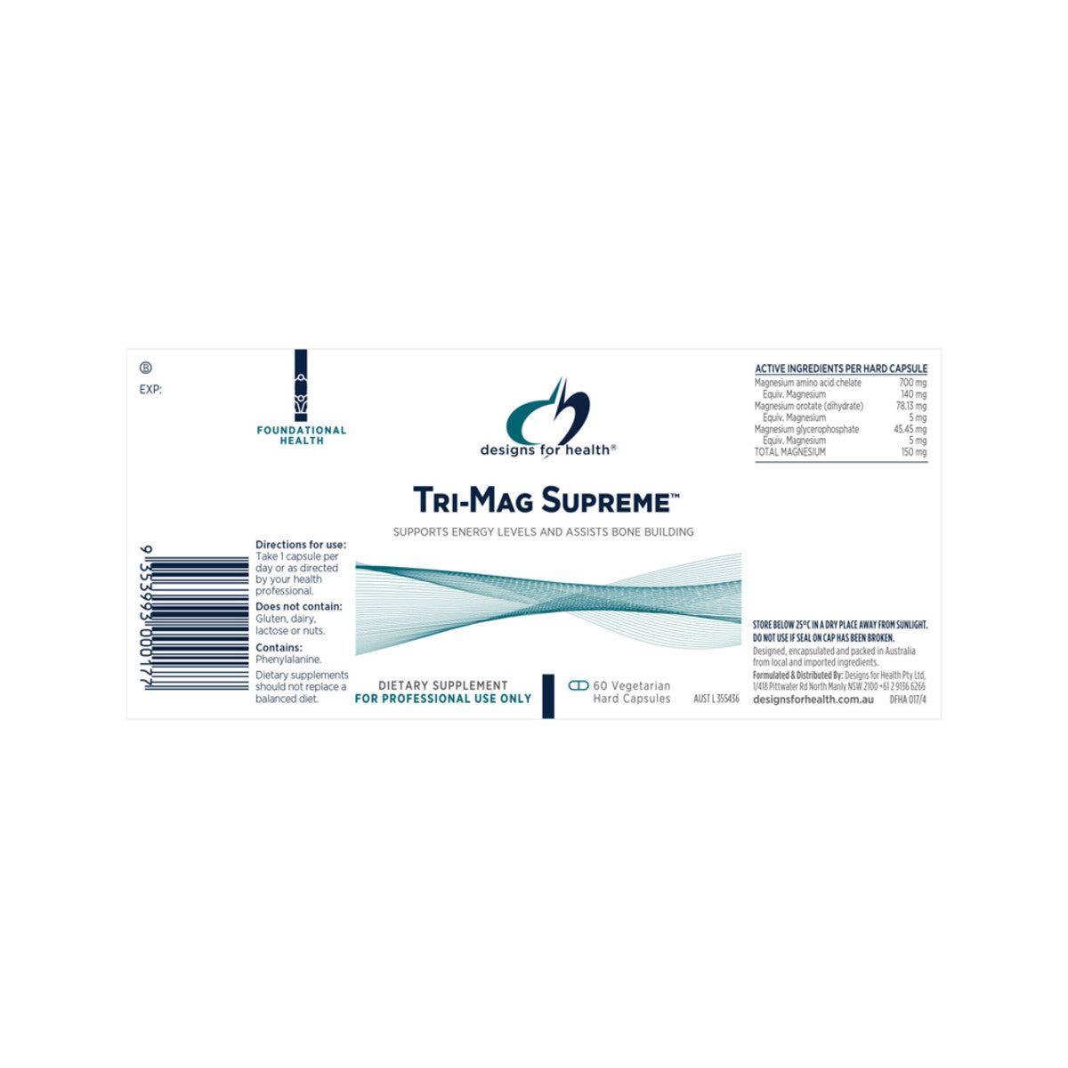 image of Designs For Health Tri Mag Supreme 60vc on white background 