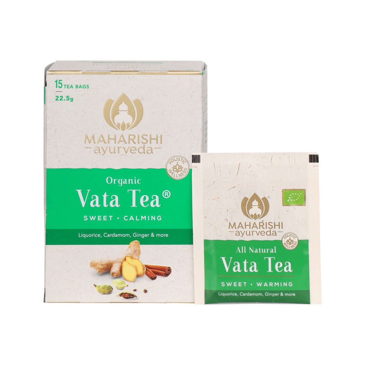 image of Maharishi Ayurveda Organic Vata Tea x 15 Tea Bags (22.5g) on white background 