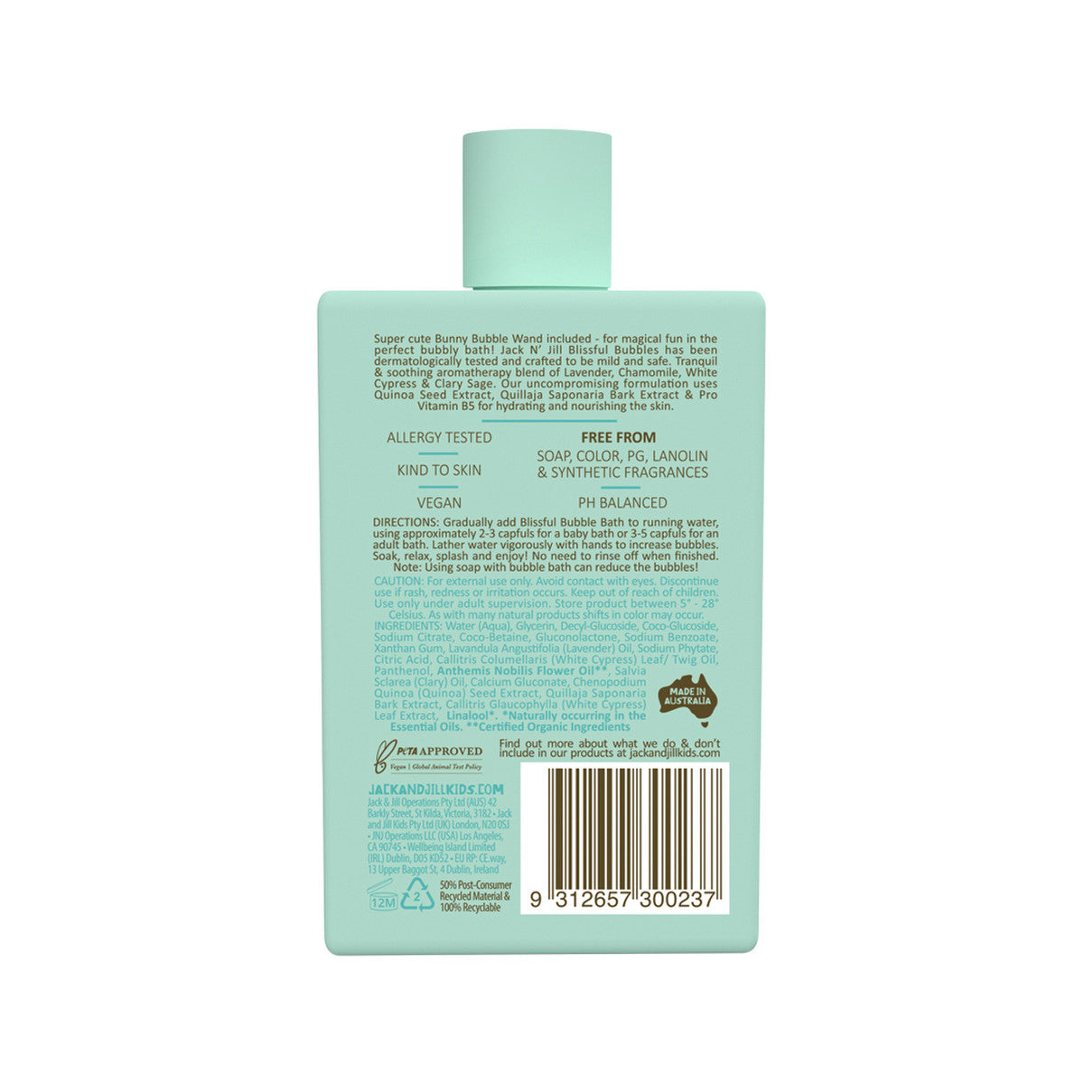 image of Jack N' Jill Natural Bathtime Blissful Bubbles (Bubble Bath & Magic Bubble Wand) 300ml on white background