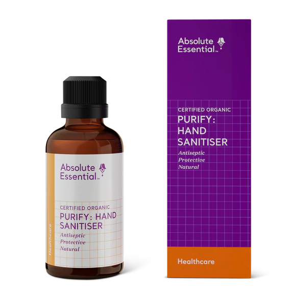 image of Absolute Essential Purify Hand Sanitiser 50ml on white background 