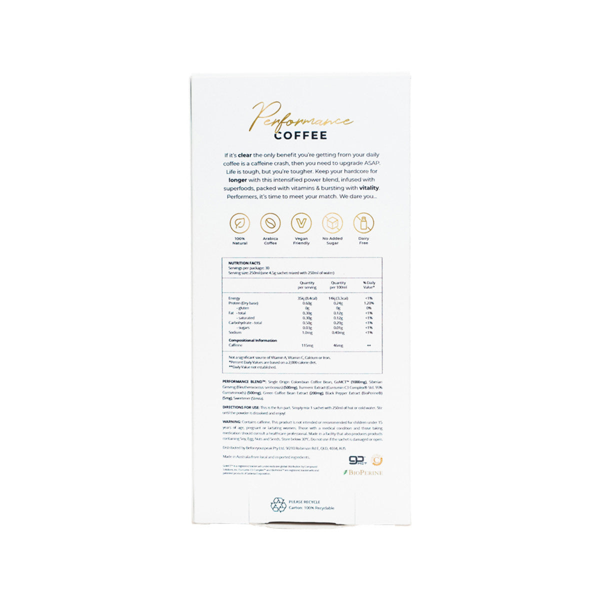 image of Before You Speak Performance Coffee The OG 4.5g x 30 Pack on white background