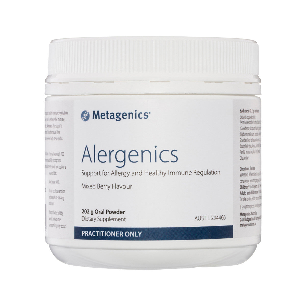 image of Metagenics Alergenics Powder 202g on white background