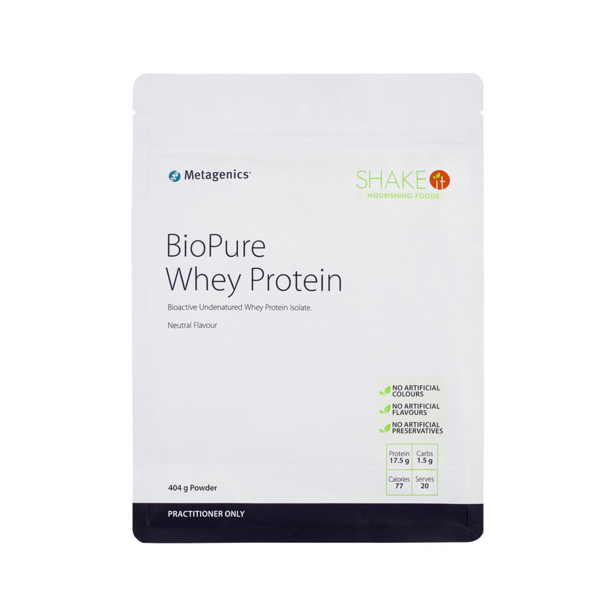image of Metagenics BioPure Whey Protein 404g on white background