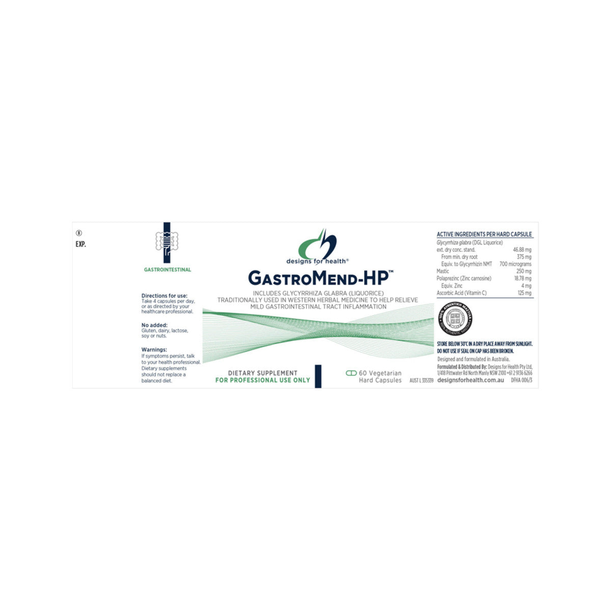 image of Designs For Health GastroMend HP 60vc on white background 