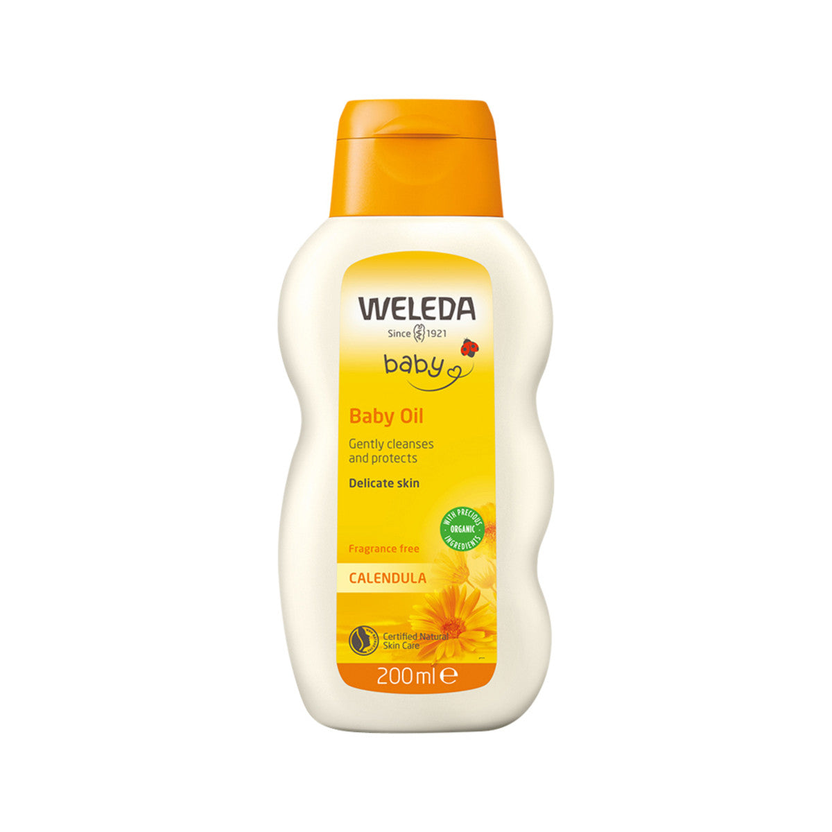 image of Weleda Baby Oil Calendula Fragrance Free 200ml on white background