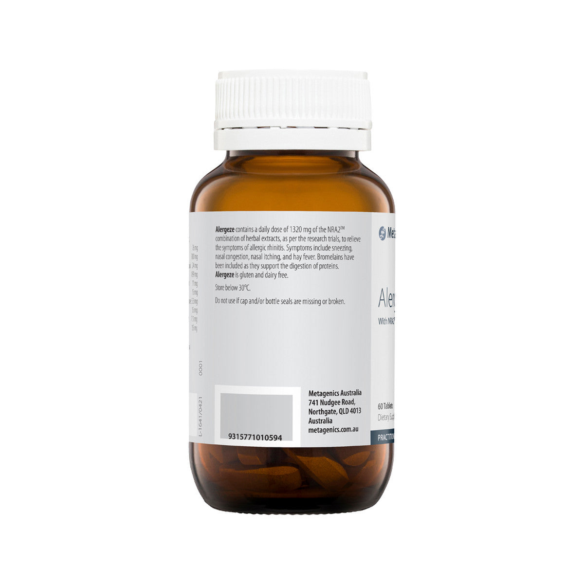 image of Metagenics Alergeze 60t on white background