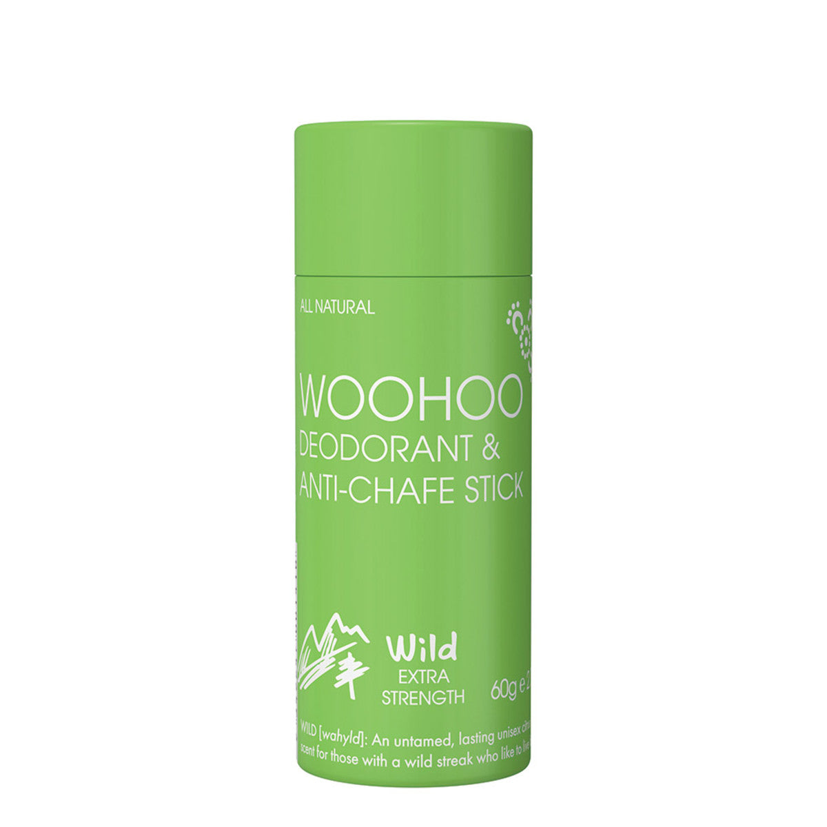 image of Woohoo Deodorant & Anti-Chafe Stick Wild (Ultra Strength Unisex) 60g on white background