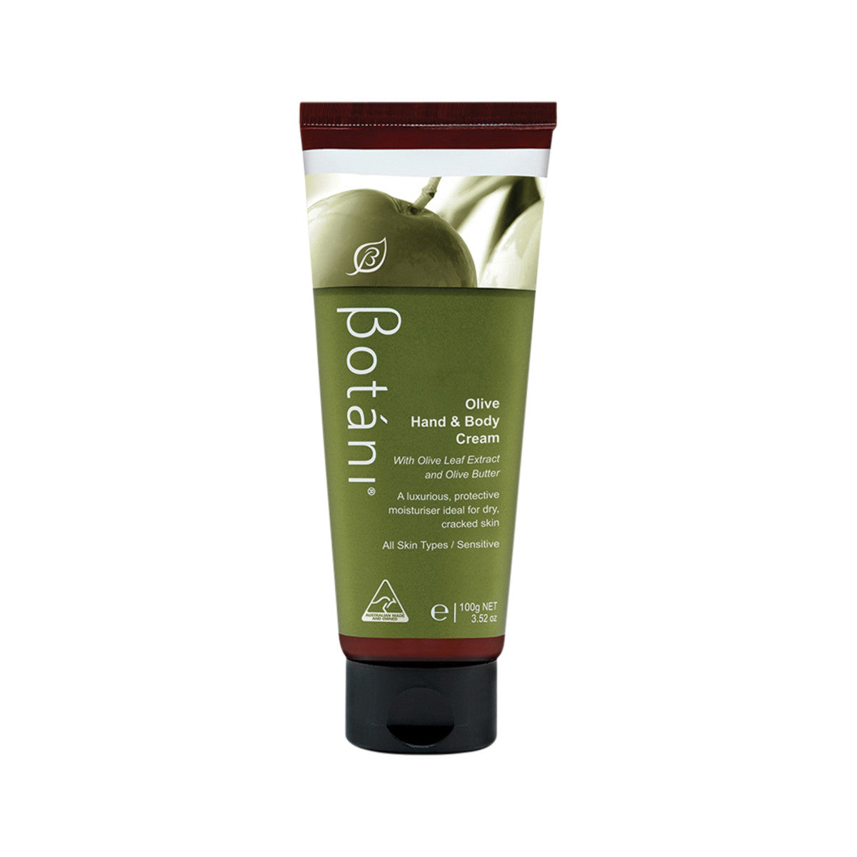 image of Botani Olive Hand and Body Cream 100g on white background 
