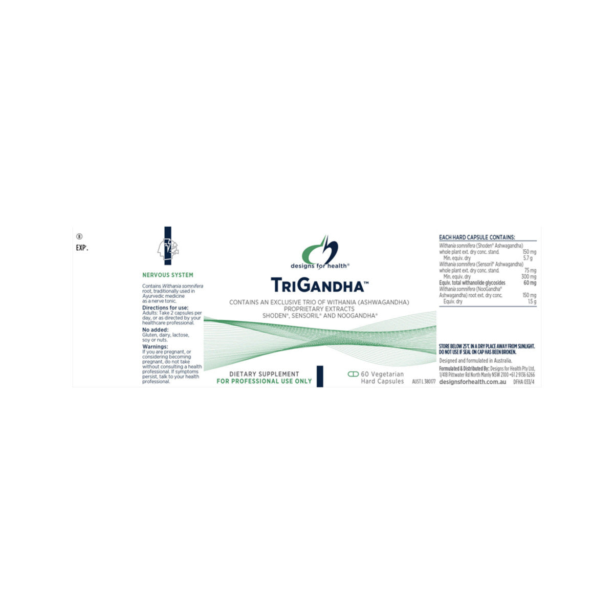 image of Designs For Health TriGandha 60vc on white background 