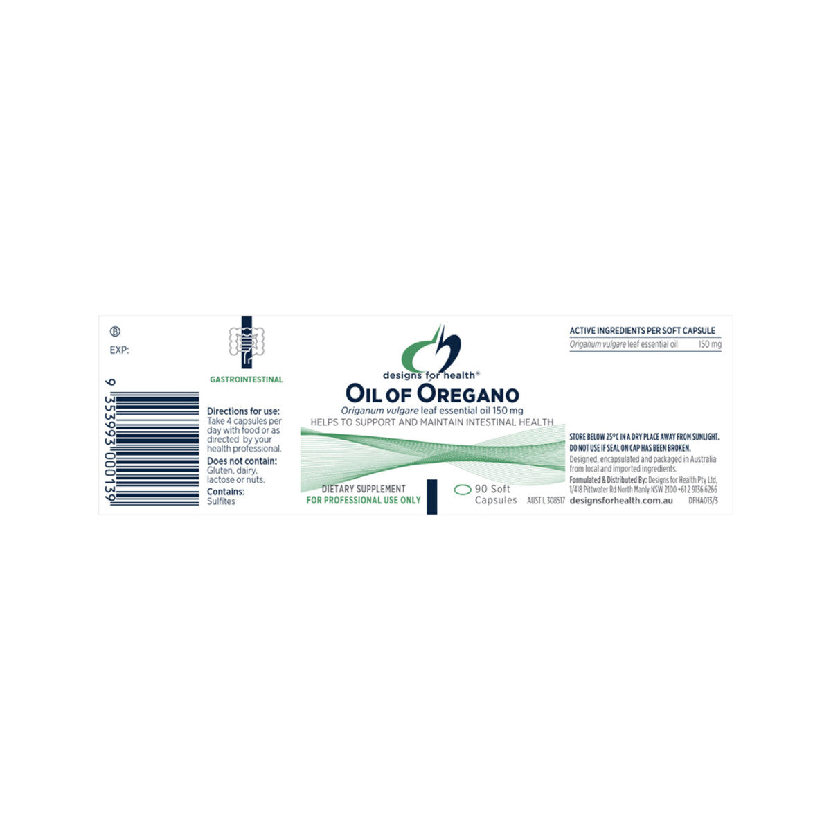 image of Designs For Health Oil of Oregano 90c on white background 