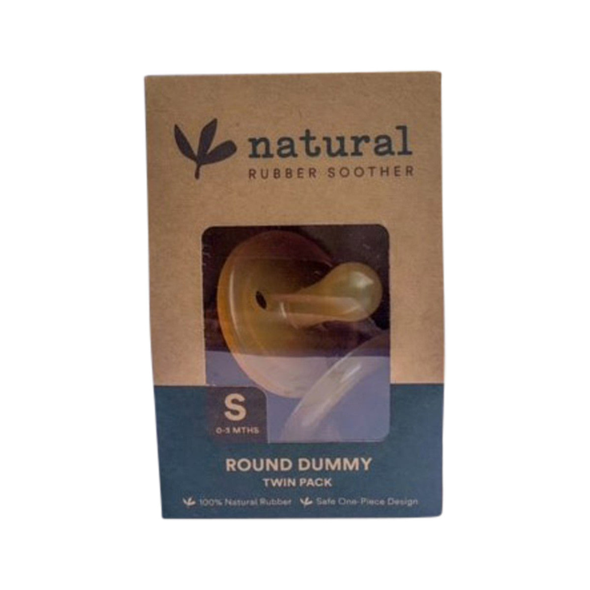 image of Natural Rubber Soother Round Dummy Small (0-3 Months) Twin Pack on white background 