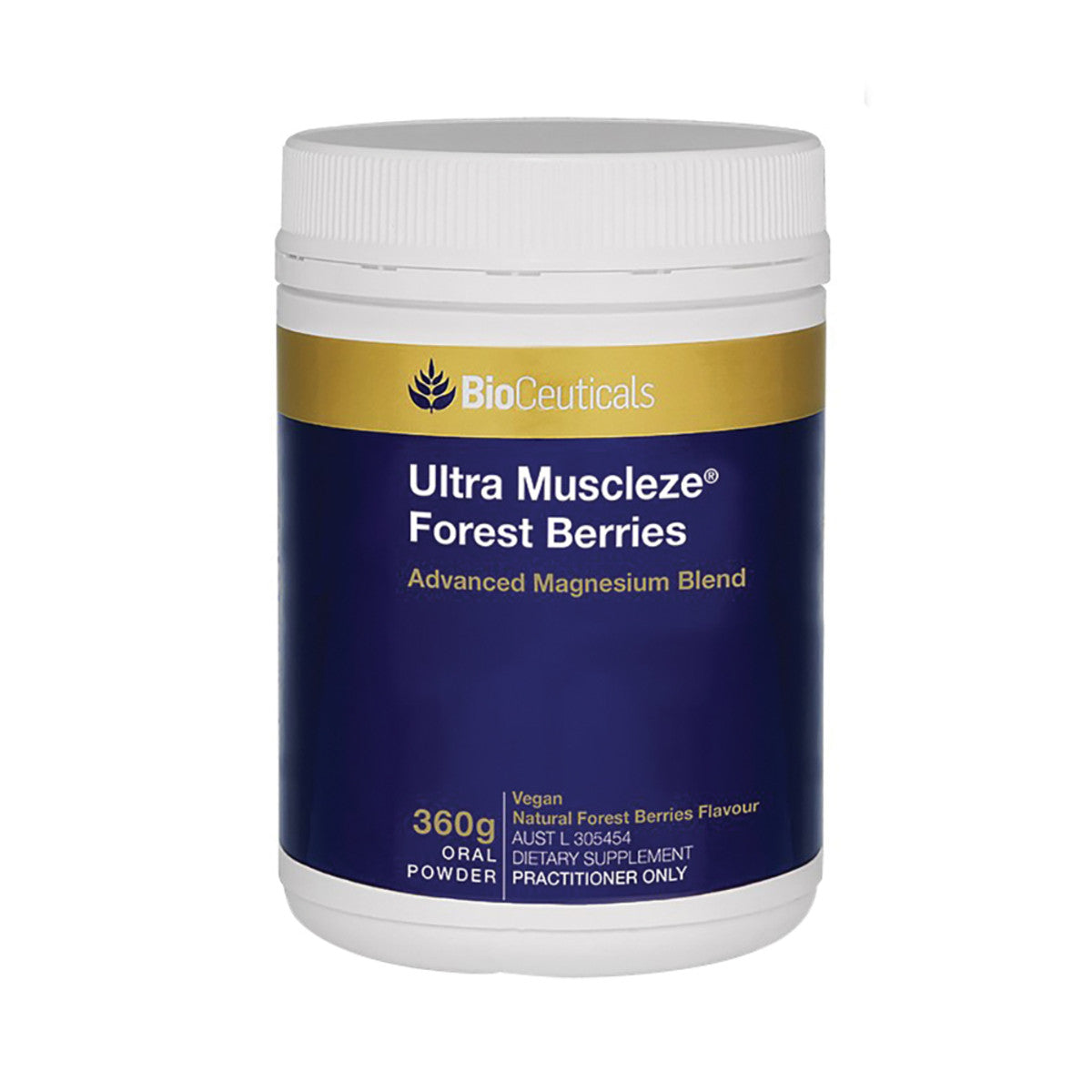 image of BioCeuticals Ultra Muscleze Forest Berries 360g on white background 