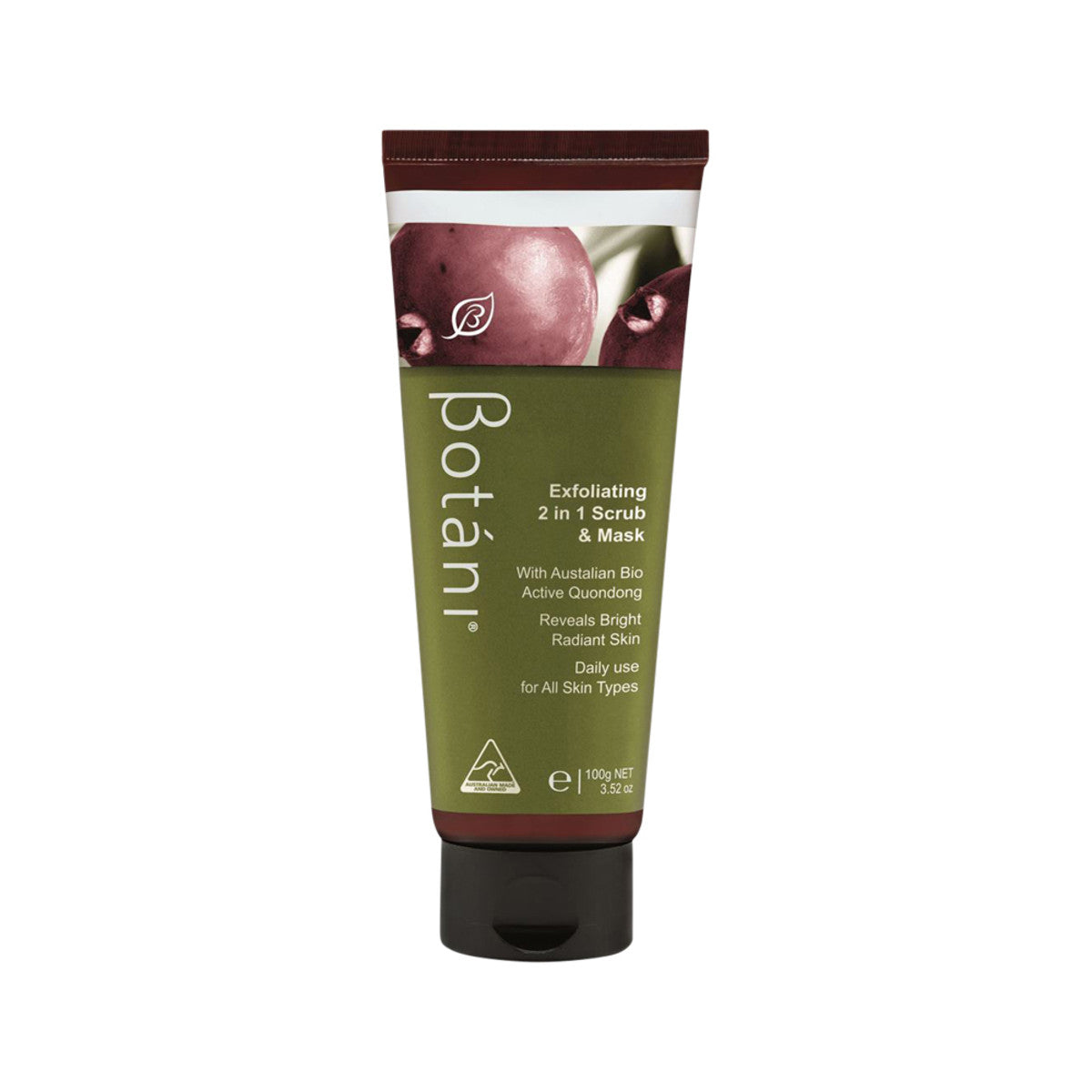 image of Botani Exfoliating 2 in 1 Scrub and Mask 100g on white background 