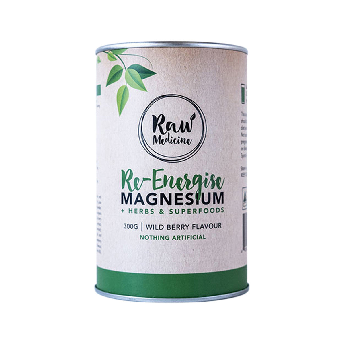 image of Raw Medicine Re-Energise Magnesium + Herbs & Superfoods (Wild Berry Flavour) 300g on white background