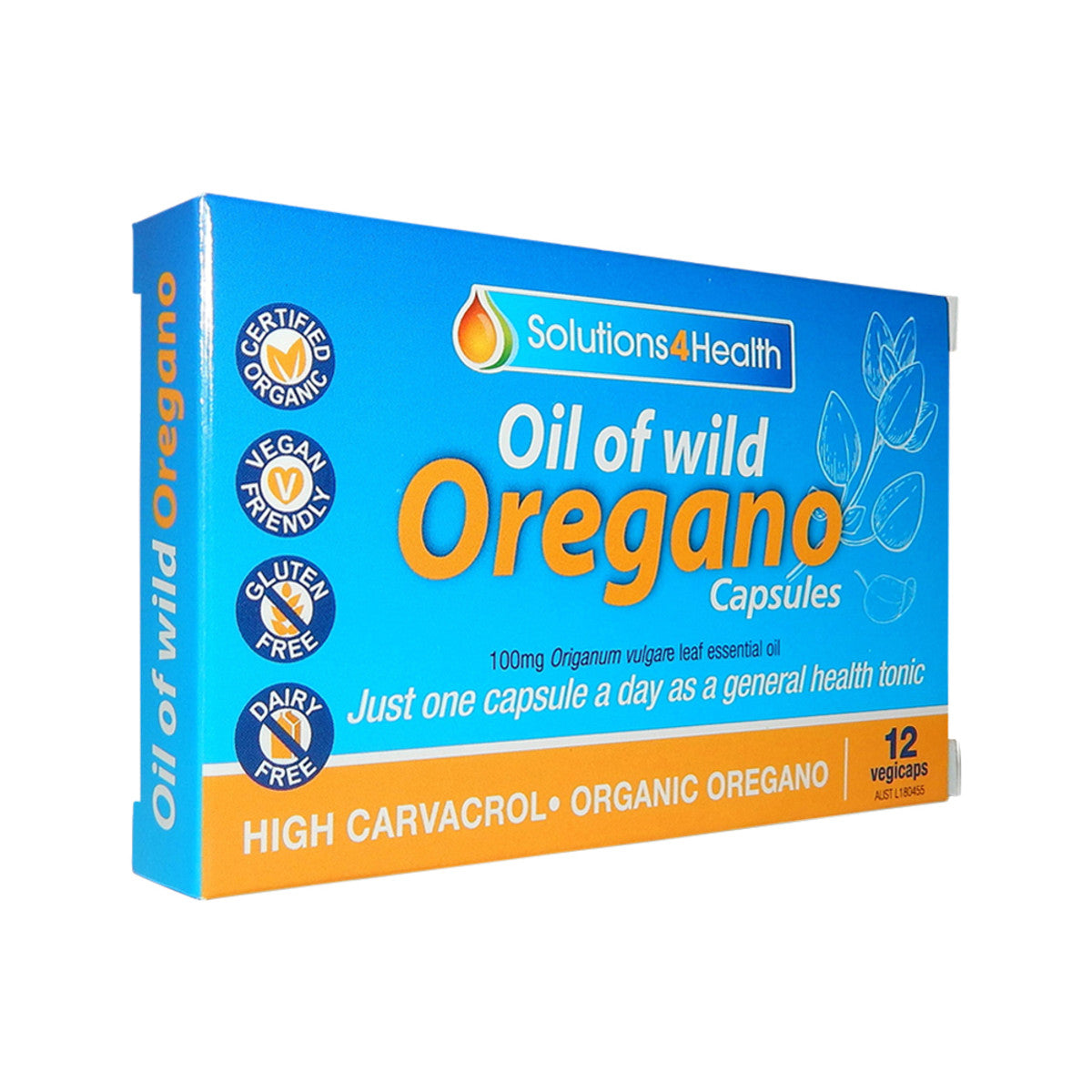 image of Solutions 4 Health Oil of Wild Oregano Capsules 12vc on white background